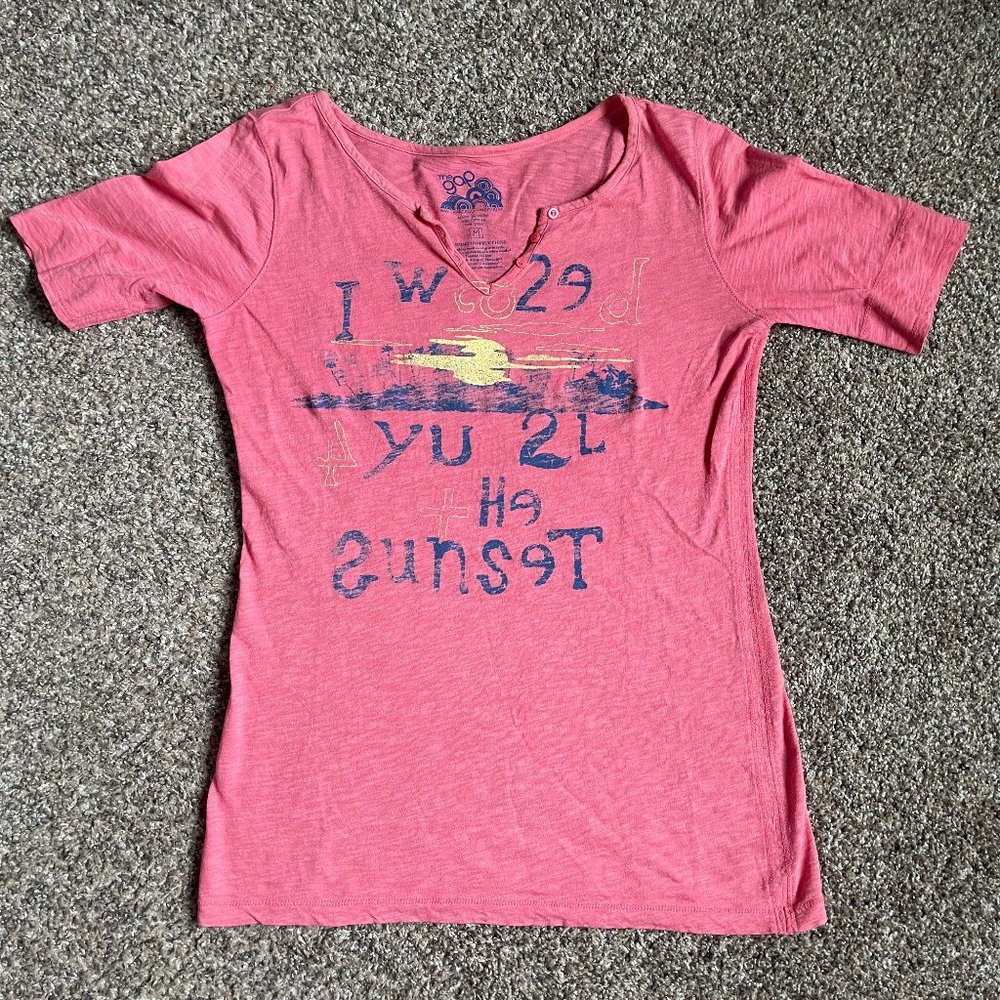 Womens GAP Vintage Henley, Size M, Coral